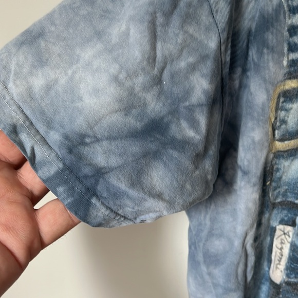 Vtg Tie Dye Kitten Face Cat Graphic Tee Blue Tie-Dye Cat Lover 🔵 - Picture 5 of 8